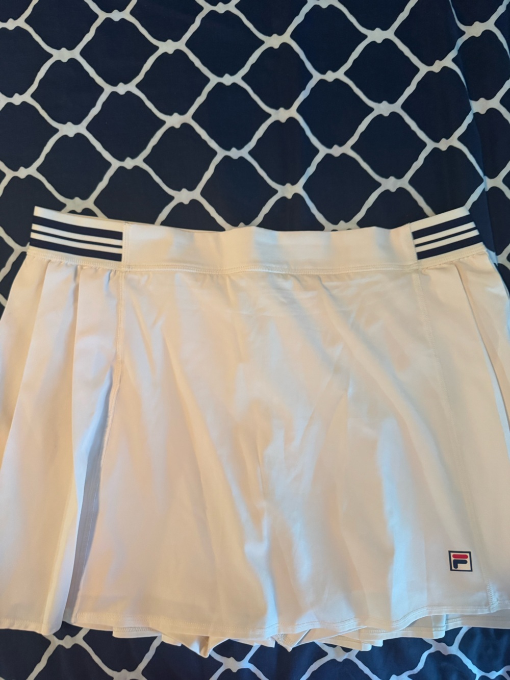 Fila White Tennis Skort with Navy Stripe Waistband